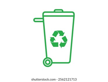 Green recycling bin icon on white background