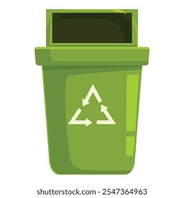 Green recycling bin with recycling symbol encouraging eco conscious waste management