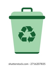 Ilustração do vetor do lixo de reciclagem verde simbolizando o cuidado ambiental e a gestão de resíduos para um futuro sustentável