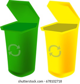 green recycling bin yellow  recycling bin.Vector.