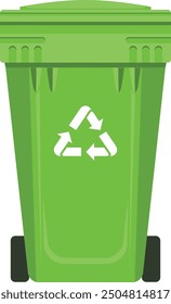Green recycling can cartoon icon. Eco waste
