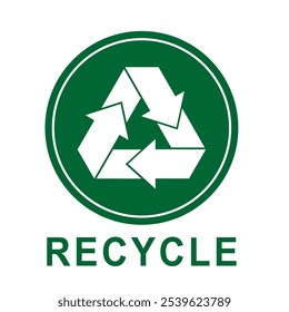 Green Recycling Icon with Trash Bin Symbol, Eco-Friendly Logo for Sustainability, Simple Vector Emblem Isolated on White, Editable and Scalable EPS for Eco Design and Waste Management
