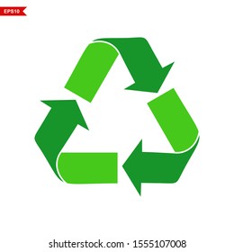 Green recycling icon - vector