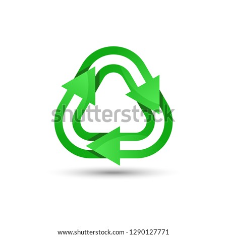 Green recycling logo. recycling icon. Recycled eco vector. Recycle arrows ecology symbol. Recycled cycle arrow. environmental symbol. Vector illustration isolated on white background