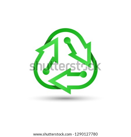 Green recycling logo. recycling icon. Recycled eco vector. Recycle arrows ecology symbol. Recycled cycle arrow. environmental symbol. Vector illustration isolated on white background