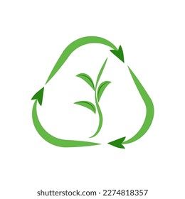 Logo del reciclaje verde. Ilustración de material vectorial. Ecología.Electro. Tecnologías. Fondo blanco. Aislado