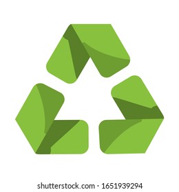 Green recycling logo with a white background. Vector illustration