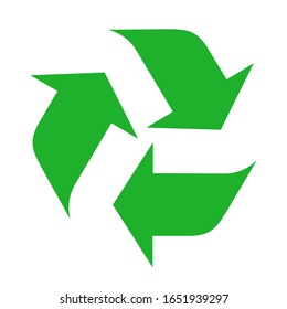 Green recycling logo with a white background. Vector illustration