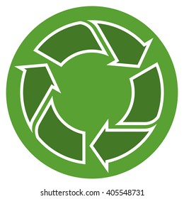 green recycling sign in circle isolated on white background