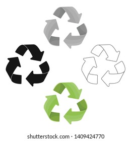 Green recycling sign icon in outline style isolated on white background. Bio and ecology symbol stock vector illustration.