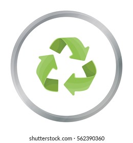 Green recycling sign icon in outline style isolated on white background. Bio and ecology symbol stock vector illustration.
