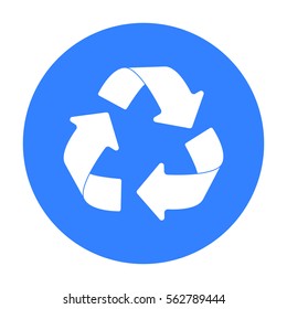 Green recycling sign icon in outline style isolated on white background. Bio and ecology symbol stock vector illustration.