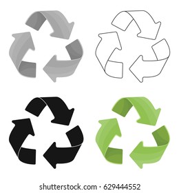 Green recycling sign icon in outline style isolated on white background. Bio and ecology symbol stock vector illustration.