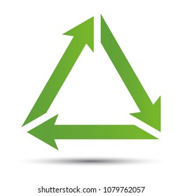 Green recycling symbol of ecologically pure funds. Arrow. Ecological symbol. Green vector. Vector image.