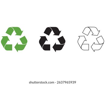 Green recycling symbol icon on white background vector illustration	