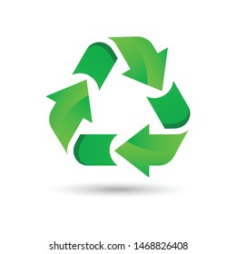 Green recycling vector sign, environmental symbol. Vector illustration isolated on white background