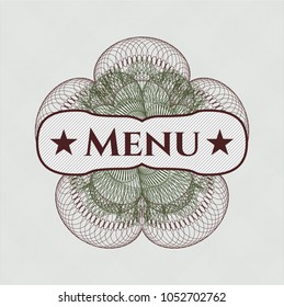  Green and Red abstract linear rosette with text Menu inside