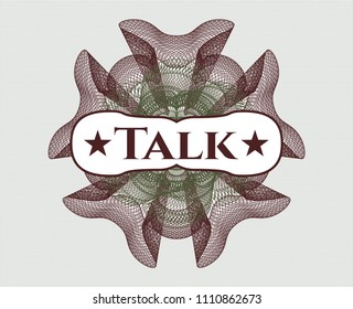Green and Red abstract linear rosette with text Talk inside