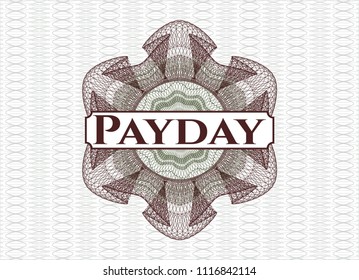 Green and Red abstract linear rosette with text Payday inside