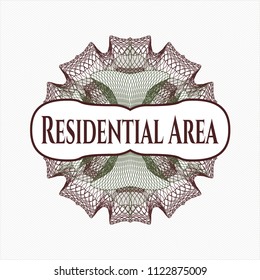 Green and Red abstract linear rosette with text Residential Area inside