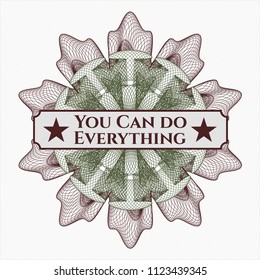 Green and Red abstract linear rosette with text You Can do Everything inside