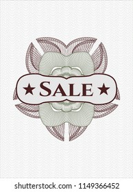 Green and Red abstract linear rosette with text Sale inside