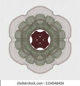 Green and Red abstract linear rosette with four leaf clover icon inside