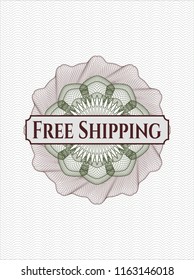 Green and Red abstract linear rosette with text Free Shipping inside