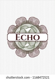 Green and Red abstract linear rosette with text Echo inside