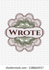 Green and Red abstract linear rosette with text Wrote inside