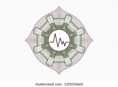 Green and Red abstract linear rosette with electrocardiogram icon inside