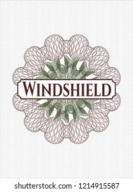 Green and Red abstract linear rosette with text Windshield inside