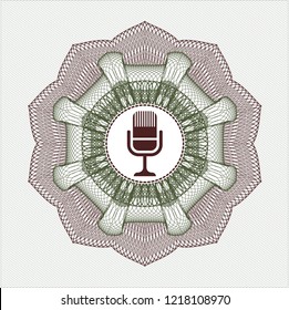 Green and Red abstract linear rosette with microphone icon inside