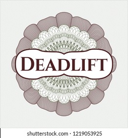 Green and Red abstract linear rosette with text Deadlift inside
