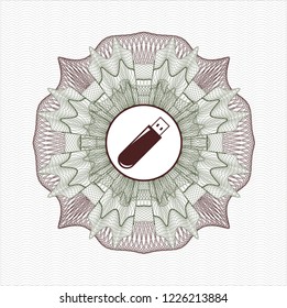 Green and Red abstract linear rosette with flash drive icon inside