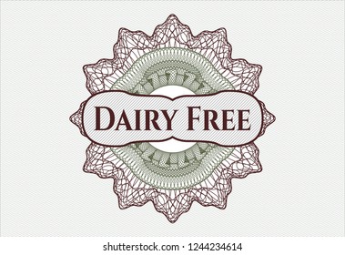 Green and Red abstract linear rosette with text Dairy Free inside