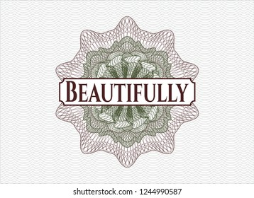 Green and Red abstract linear rosette with text Beautifully inside