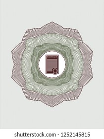 Green and Red abstract linear rosette with contract icon inside