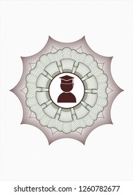 Green and Red abstract linear rosette with graduation icon inside