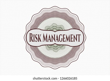 Green and Red abstract linear rosette with text Risk Management inside