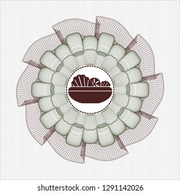 Green and Red abstract linear rosette with salad icon inside