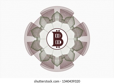 Green and Red abstract linear rosette with bitcoin icon inside