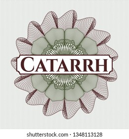 Green and Red abstract linear rosette with text Catarrh inside