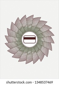 Green and Red abstract linear rosette with credit card icon inside