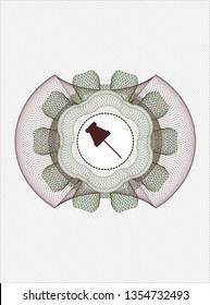 Green and Red abstract linear rosette with paper pin icon inside