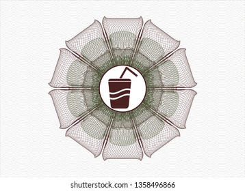 Green and Red abstract linear rosette with soda icon inside