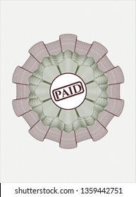 Green and Red abstract linear rosette with paid icon inside