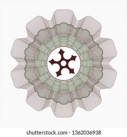 Green and Red abstract linear rosette with ninja star icon inside
