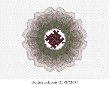 Green and Red abstract linear rosette with solution icon inside