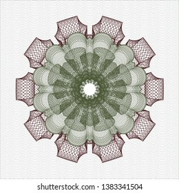 Green and Red abstract linear rosette. Vector Illustration. Detailed.